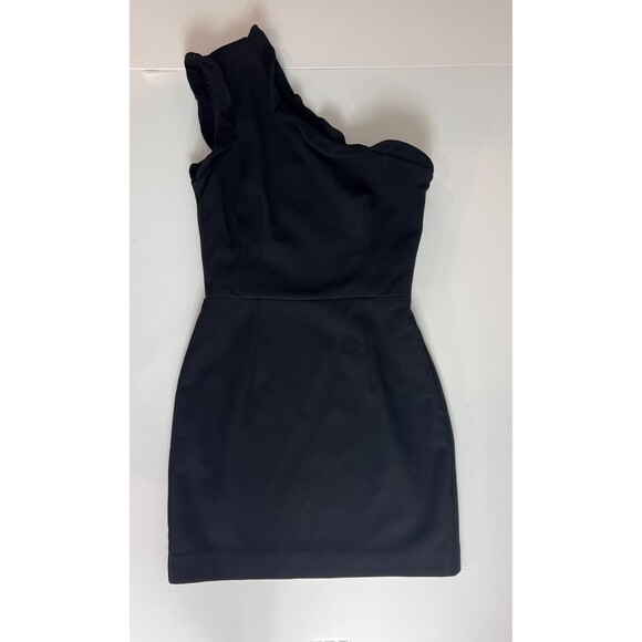 Black Halo Women's Ruffled One Shoulder Sheath Dress Size 2 - Picture 1 of 11